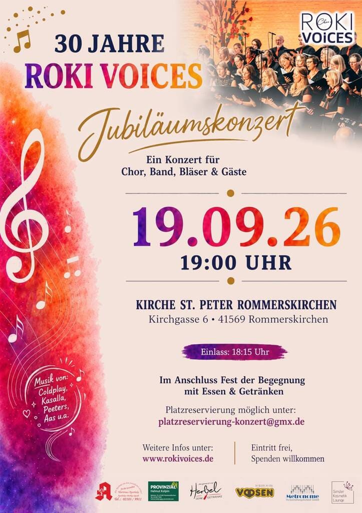 RokiVoices - Plakat zum 30 jährigen Jubiläumskonzert